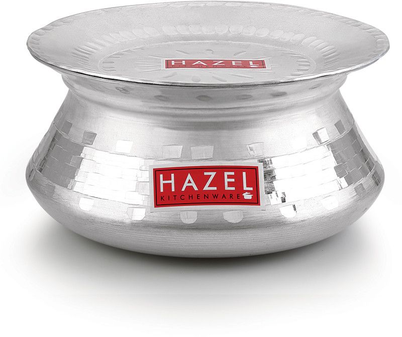 HAZEL Aluminium Handi With Lid Machine Hammered Finish Biryani Rice Cooking Pot Dhari Patiya Tope Patila vessel, 23 cm, 2500 ML Handi 2.5 L with Lid  (Aluminium)
