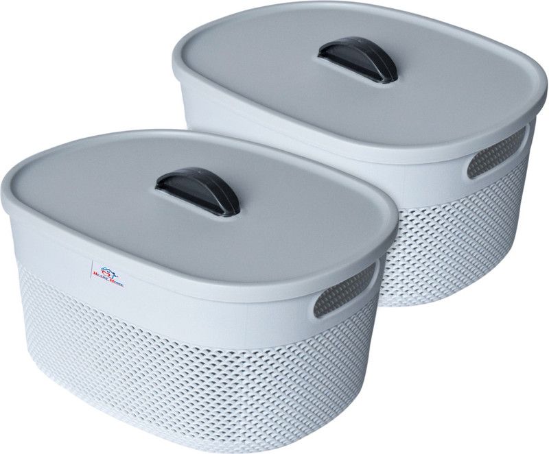 Heart Home Plastic Storage Basket  (Pack of 2)