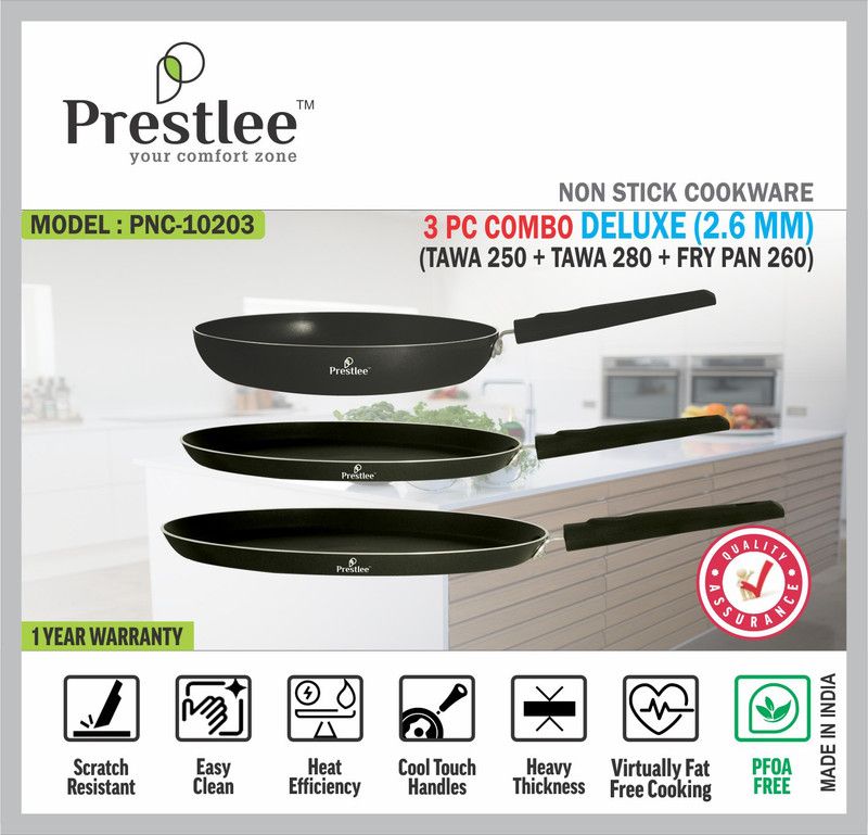 Sabari Prestlee PNC-10203 Non-Stick Cookware/Kadhai with Lid/Tawa Pan Tawa 28 cm diameter  (Aluminium, Non-stick)