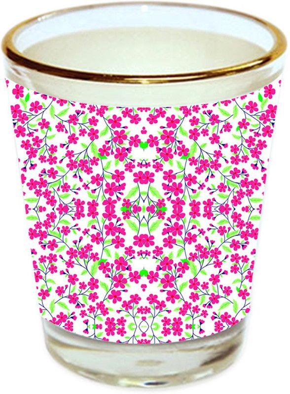 Sri Sai Shopping vodka shot glass multicolor floral design with golden rim for home and bar accessories 40ml (style-10551) Glass Shot Glass  (40 ml, Glass, Multicolor)