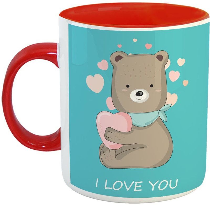 Furnish Fantasy I Love You Ceramic Coffee - Best Gift for Husband, Boyfriend, Girlfriend, Wife, Valentine Day Gift - Color - Red (0981) Ceramic Coffee Mug  (350 ml)