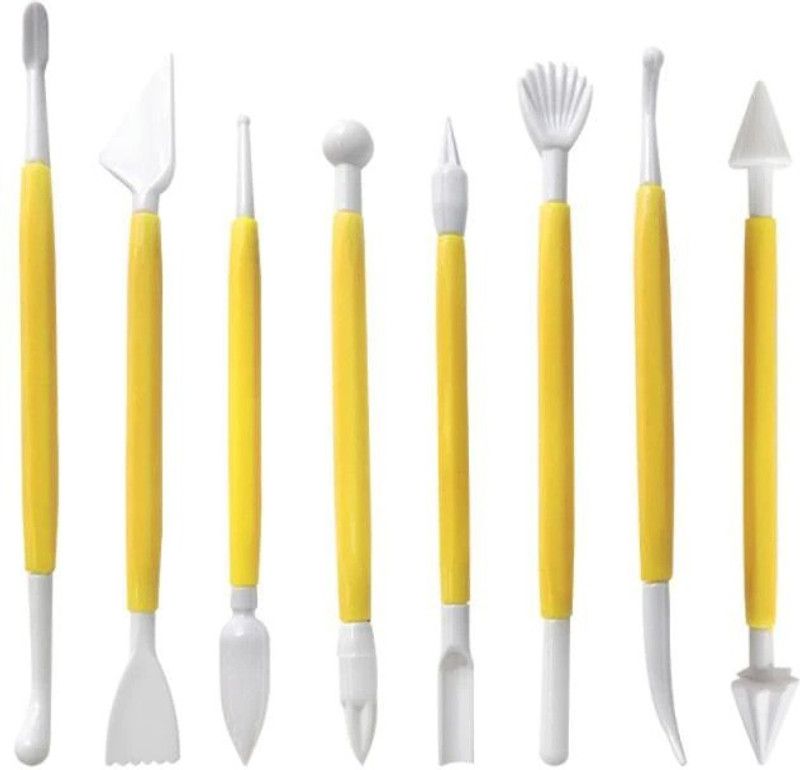 Clay Carving Tools, Children's Plastic Modeling Clay Tools, Double-Headed Plastic Ceramic Pottery Tool kit, Handicraft Clay Modeling DIY kit Chef Decoration Modeling and Carving Tools Cookie Cutter  (Pack of 8)