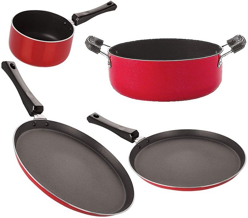 NIRLON FT10_FT11_SP(M)_CS24 Non-Stick Coated Cookware Set  (PTFE (Non-stick), Aluminium, 4 - Piece)