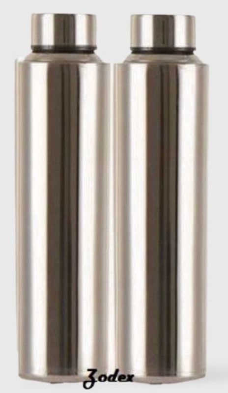 Zodex Stainless Steel Water Bottle | Fridge Bottle | Gym Bottle | 1 Litre | 2 x 1000 ml Bottle  (Pack of 2, Steel/Chrome, Steel)