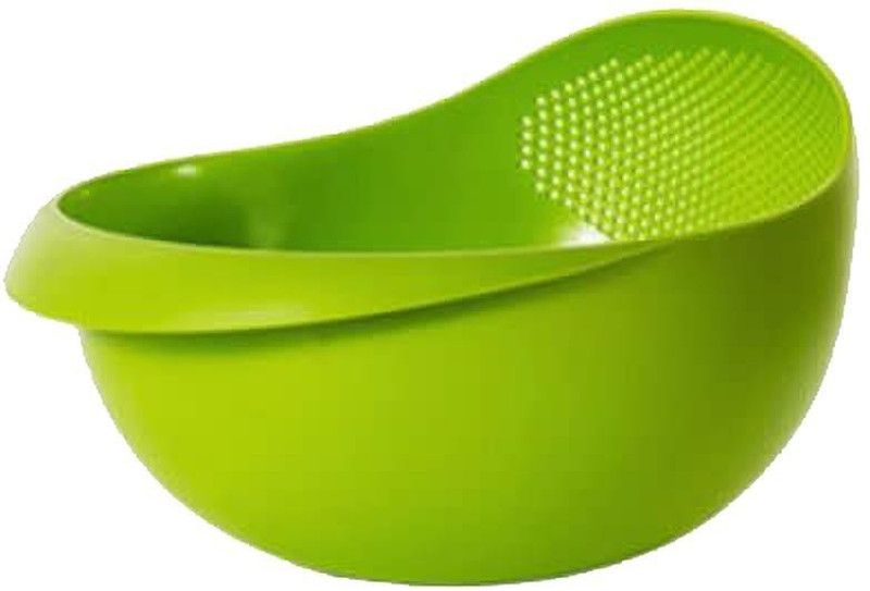 Orcoa Large Colander and Rice Washing Bowl, Best Rice Washer Strainer and Plastic Mixing Bowl, Vegetable Drainer Food prep Bowl and Fruit Washer, Rice Wash Bowl. (Green Colour) (Pack of 1) Sieve  (Green Pack of 1)