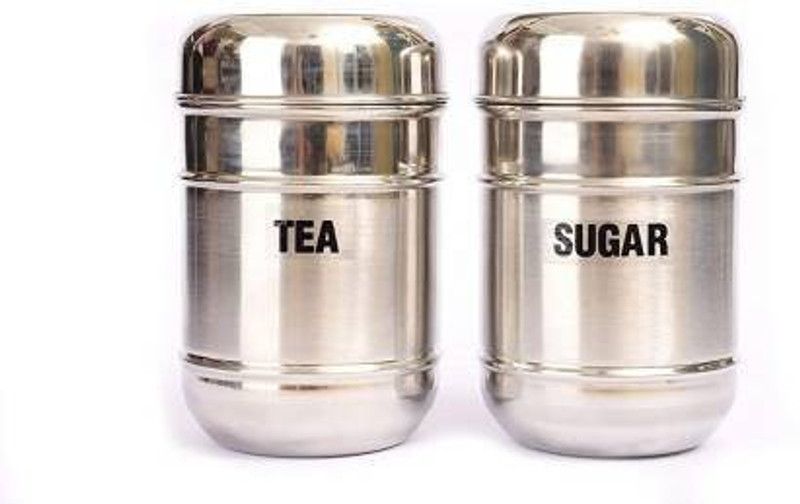 STEEPLE Steel Tea Coffee & Sugar Container - 700 ml  (Pack of 2, Silver)