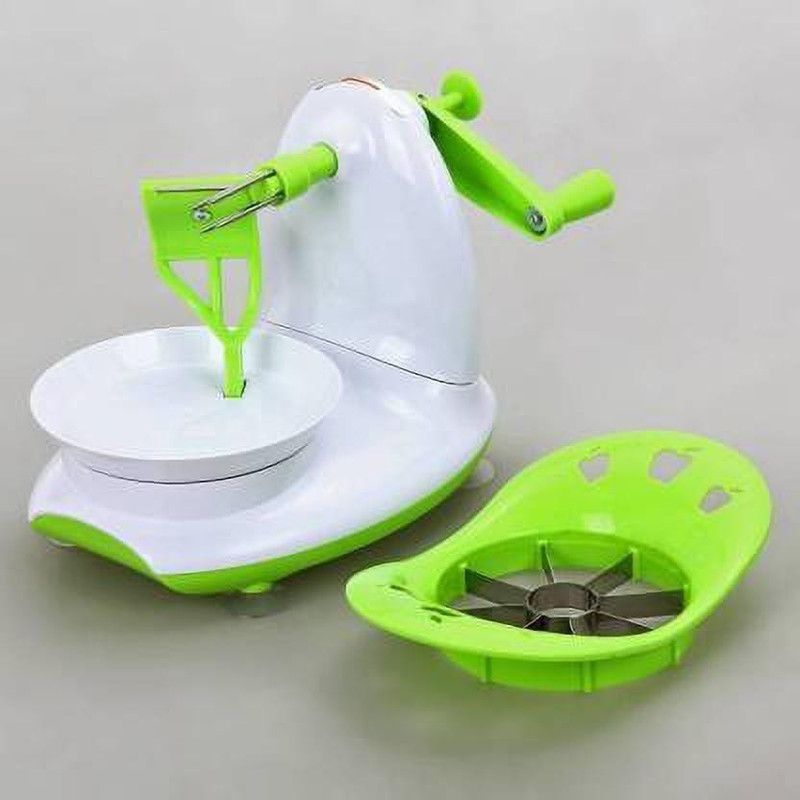 LATESHOP Manual Apple Peeler Slicer – Suction Non Slip Counter Grips Straight Peeler  (Green)