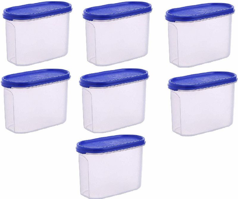 OMORTEX Plastic Grocery Container - 1000 ml  (Pack of 7, Blue, Clear)