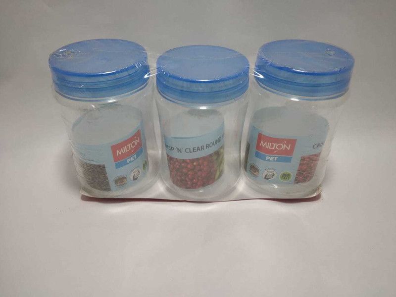 MILTON Plastic Grocery Container - 1000 ml  (Pack of 3, Blue, Clear)