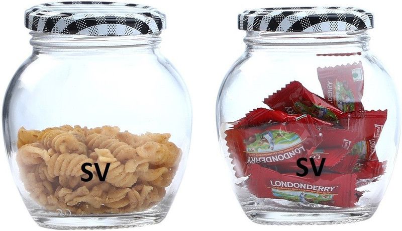 Sv Enterprise Glass Grocery Container - 350 ml  (Pack of 2, Clear)