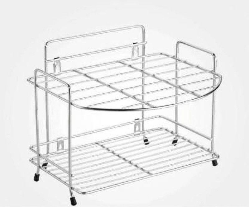 Meetzone Fruits/Vegetables Kitchen Rack Steel Multipurpose Stainless Steel Water Filter Stand with Double Layer