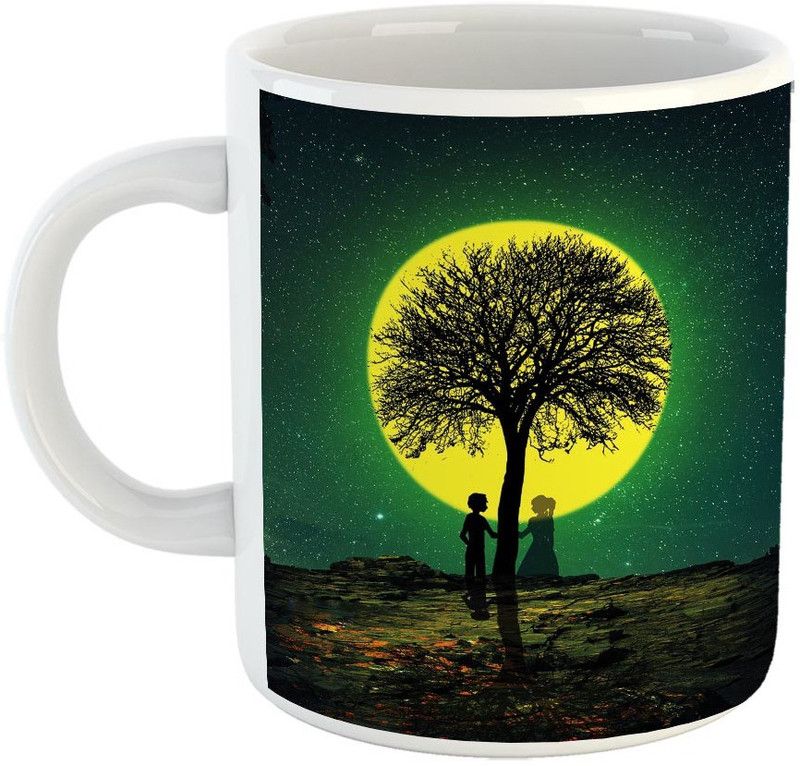 Furnish Fantasy Love Tree Ceramic Coffee - Best Gift for Husband, Boyfriend, Girlfriend, Wife, Valentine Day Gift - Color - White (1266) Ceramic Coffee Mug  (350 ml)