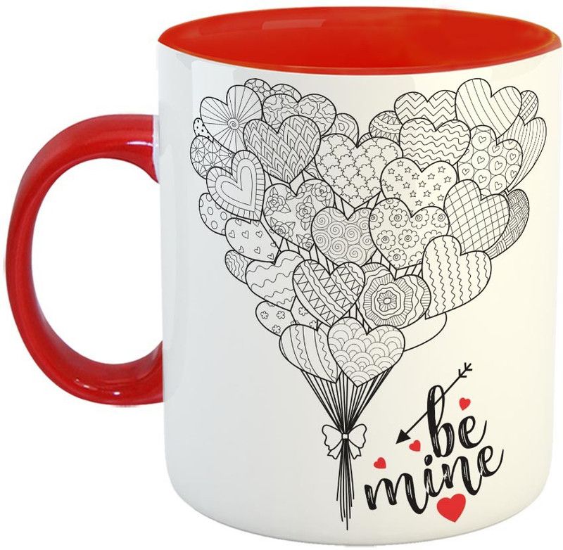 Furnish Fantasy Be Mine Ceramic Coffee - Best Gift for Husband, Boyfriend, Girlfriend, Wife, Valentine Day Gift - Color - Red (0959) Ceramic Coffee Mug  (350 ml)