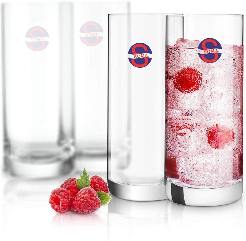 Somil (Pack of 4) Stylish Clear Transparent Multipurpose Drinking Glass- R385 Glass Set Water/Juice Glass  (250 ml, Glass, Clear)
