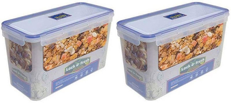 N H Enterprise Air Tight Container Storage Box With Lock ( 2 Pcs - 3800 ml ) - 3800 ml Plastic Utility Container  (Pack of 2, White)