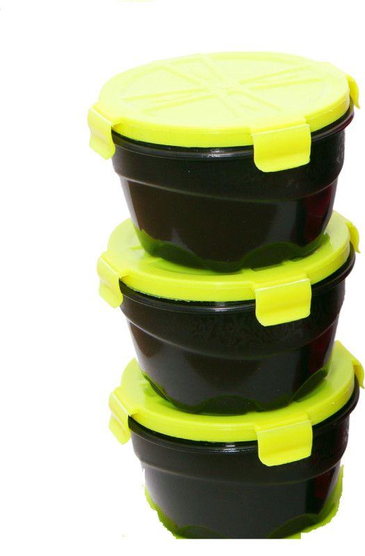 Lush Plastic Utility Container - 600 ml  (Pack of 3, Black, Green)