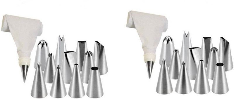H D Enterprise Piping Bag Tips with steel nozzles Reusable & Washable 12 Piece Cake Decorating Set Kitchen Tool Set  (Baking Tools)