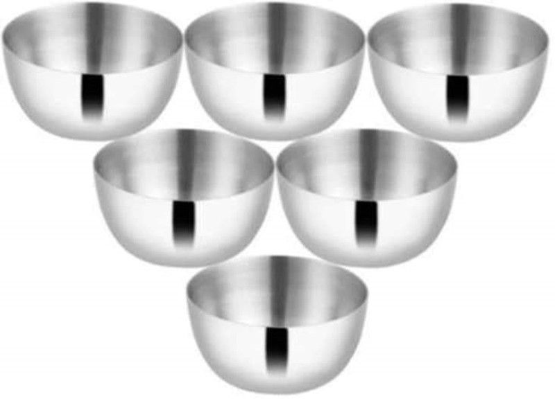 Shri & Sam Stainless Steel Vegetable Bowl High Grade Stainless Steel Majestic Katori Set of 6 Pcs,  (Pack of 6, Silver)
