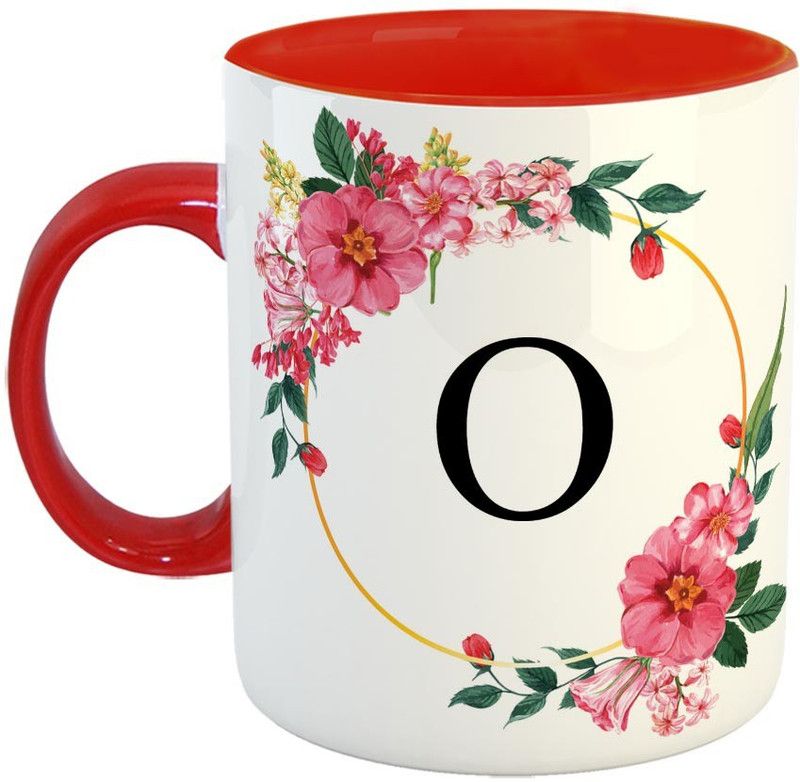 Furnish Fantasy Alphabet O Ceramic Coffee - Best Alphabet Gift for Family and Friends - Color - Red (1204) Ceramic Coffee Mug  (350 ml)