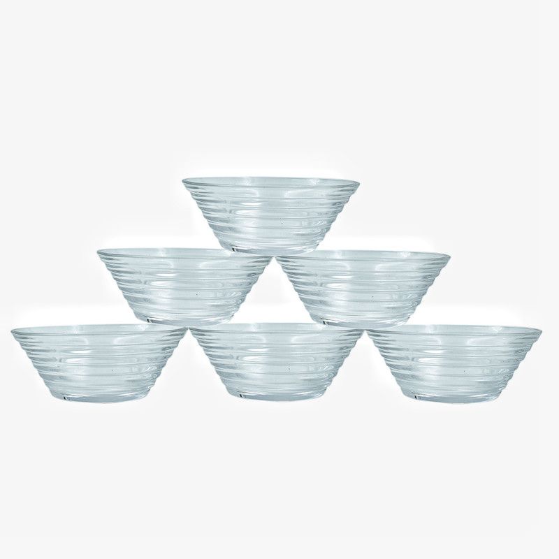 DealFly Glass Serving Bowl  (Clear, Pack of 6)