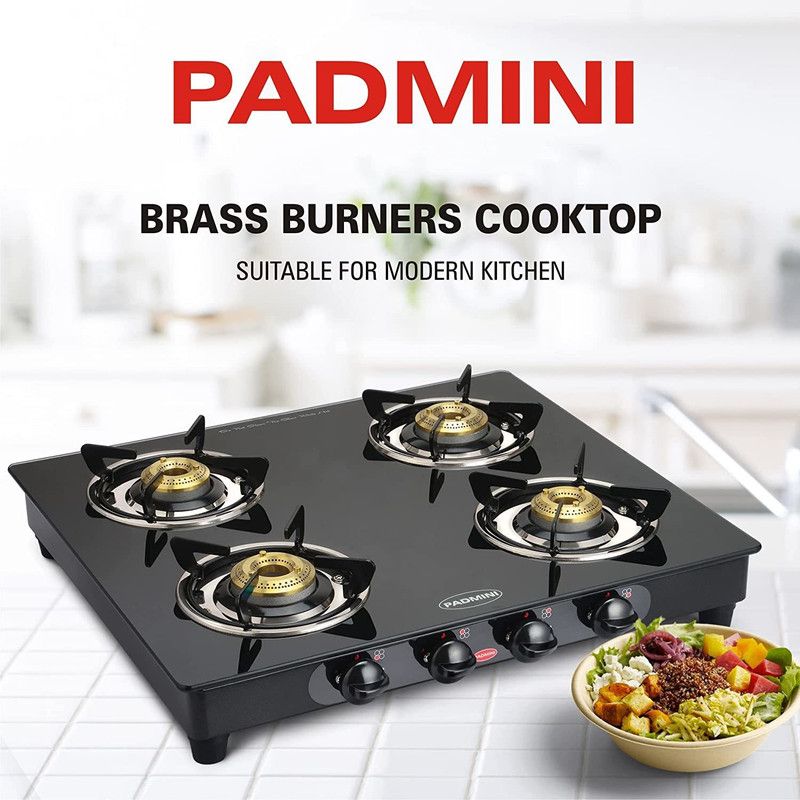 PADMINI 4BR Platinum Stainless Steel Auto Ignition Gas Stove Steel Automatic Gas Stove  (4 Burners)