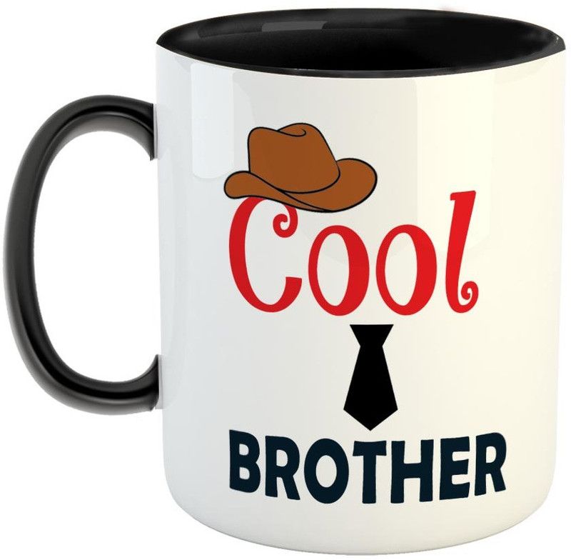 FABTODAY Cool Brother Number 1 Coffee - Best Gift for Brother / Veerji on Birthday - Color - Black Ceramic Coffee Mug  (350 ml)