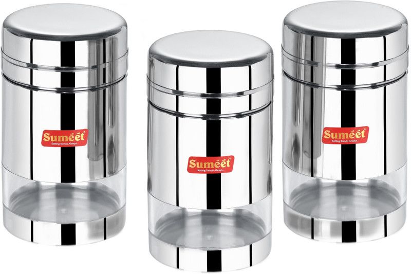 Sumeet Steel Utility Container - 700 ml  (Pack of 3, Silver)