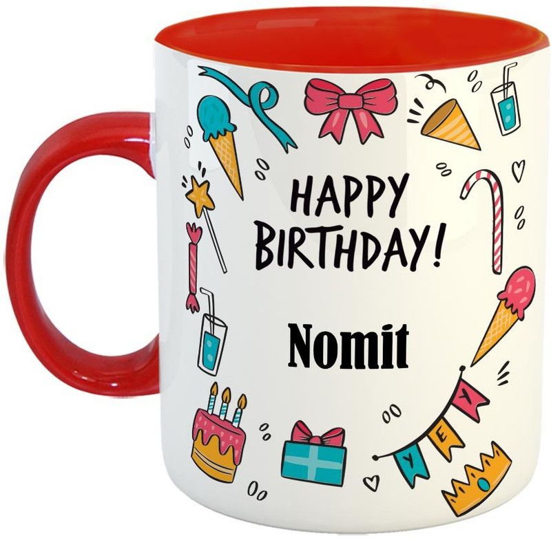 Furnish Fantasy Best Gift for Birthday, Name - Nomit Ceramic Coffee Mug  (350 ml)