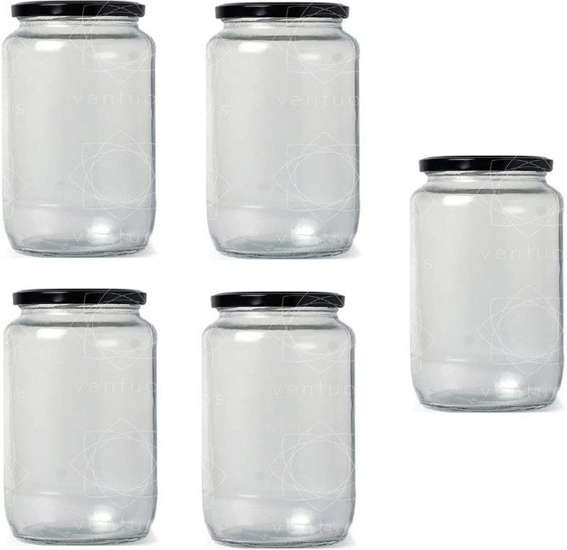 1st Time Glass Milk Container - 400 ml  (Pack of 5, Clear, White)