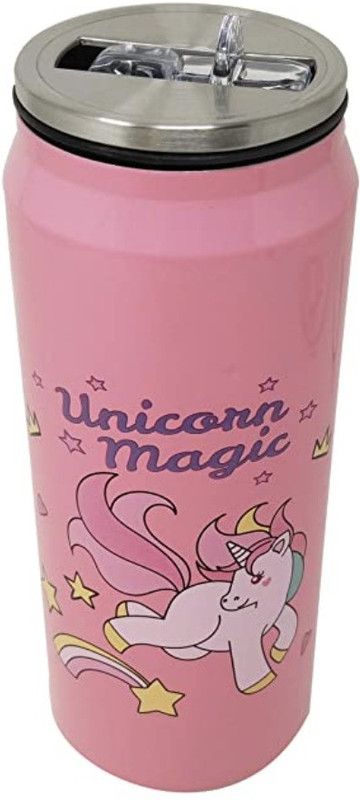 kistapo Unicorn Can Shape Water Bottle Sipper | Rubber Sealed Air Tight 500 ml Bottle  (Pack of 1, Pink, Steel)