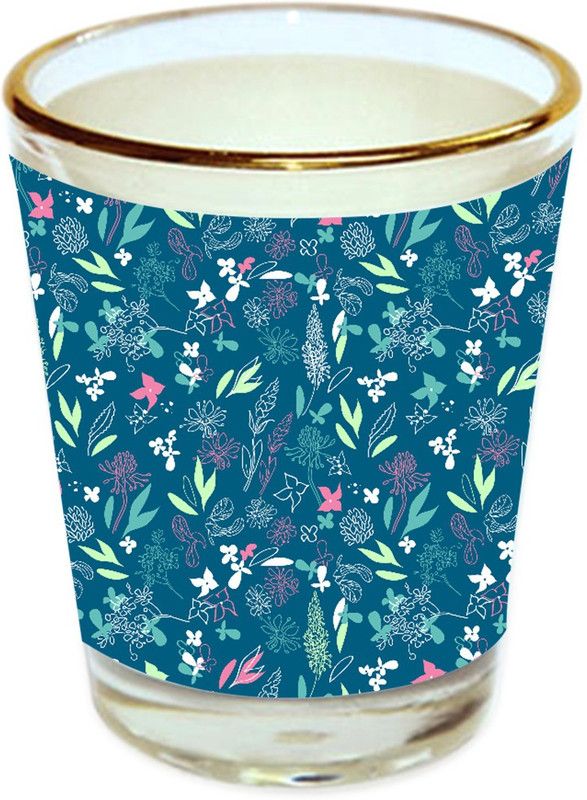 Sri Sai Shopping vodka shot glass multicolor floral design with golden rim for home and bar accessories 40ml (style-10228) Glass Shot Glass  (40 ml, Glass, Multicolor)