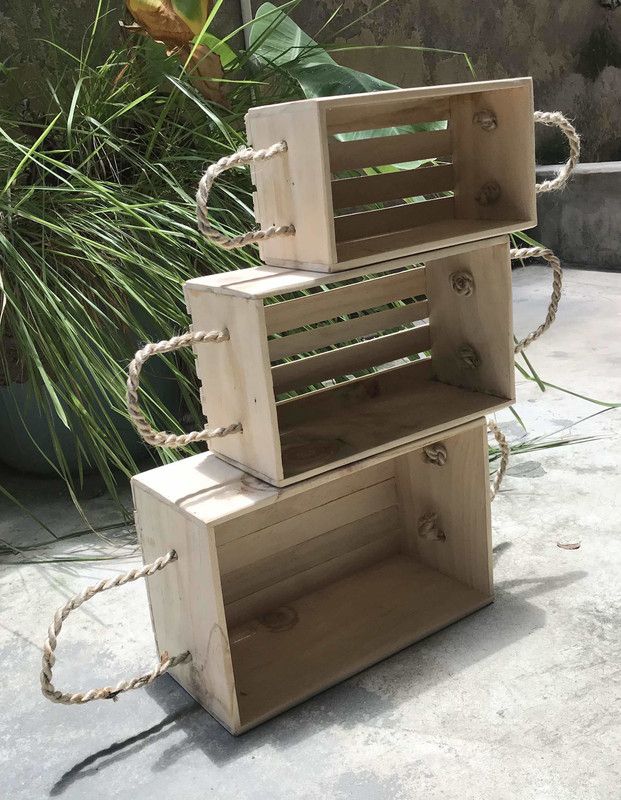 woodcraft Storage Basket  (Pack of 3)