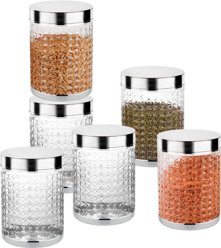 Sky Hector Celeberation 6 Pcs Storage Pet Container Gift Set For Kitchen,(2200 ml,Silver) - 2200 ml Plastic Grocery Container  (Pack of 6, Silver)