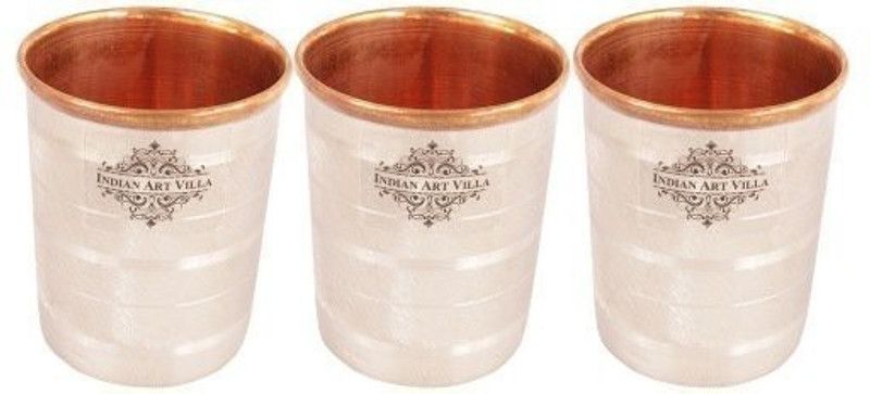 IndianArtVilla (Pack of 3) IAV-CB-1-1025 Glass Water/Juice Glass  (750 ml, Steel, Brown)