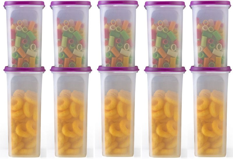 lockdown Plastic Grocery Container - 1500 ml, 2000 ml  (Pack of 10, Purple)