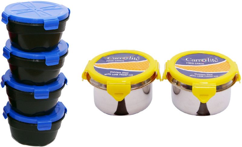 Lush Plastic Utility Container - 1200 ml  (Pack of 6, Yellow, Blue)