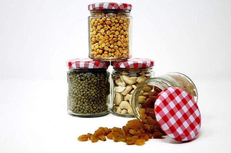 Sv Enterprise Glass Grocery Container - 300 ml  (Pack of 4, Clear)