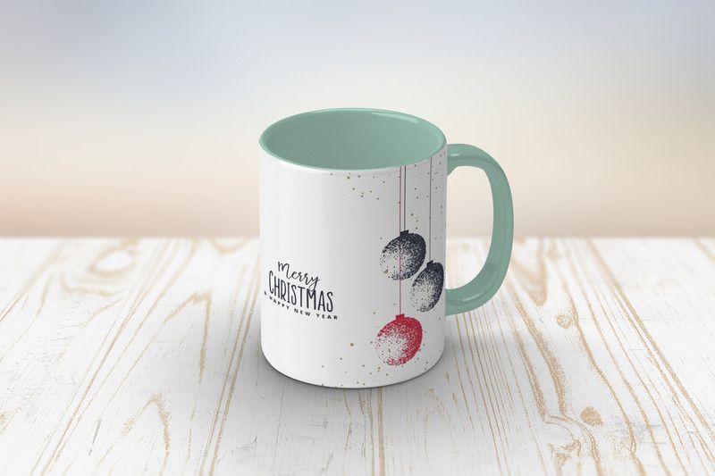 Ceramic Merry Christmas & Happy New Year Printed Coffee Olive Green Ceramic Coffee Mug  (350 ml)