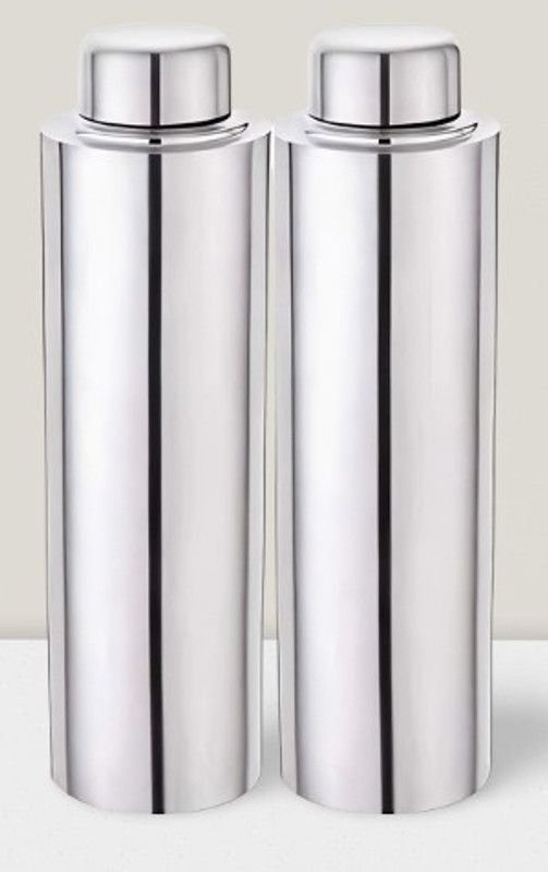 FASTAGE PLATINUM Stainless Steel Fridge Water Bottle 1000ml (Pack of 2, Steel/Chromel) 1000 ml Bottle  (Pack of 2, Steel/Chrome, Steel)