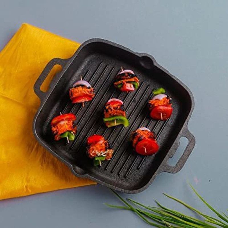 The Indus Valley Super Smooth Cast Iron Grill Pan 29 cm diameter 1 L capacity  (Cast Iron, Induction Bottom)