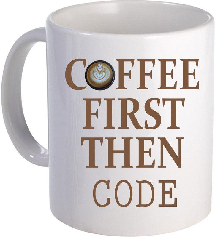COLOR YARD best coffee first then code in gold color on white Ceramic Coffee Mug  (325 ml)