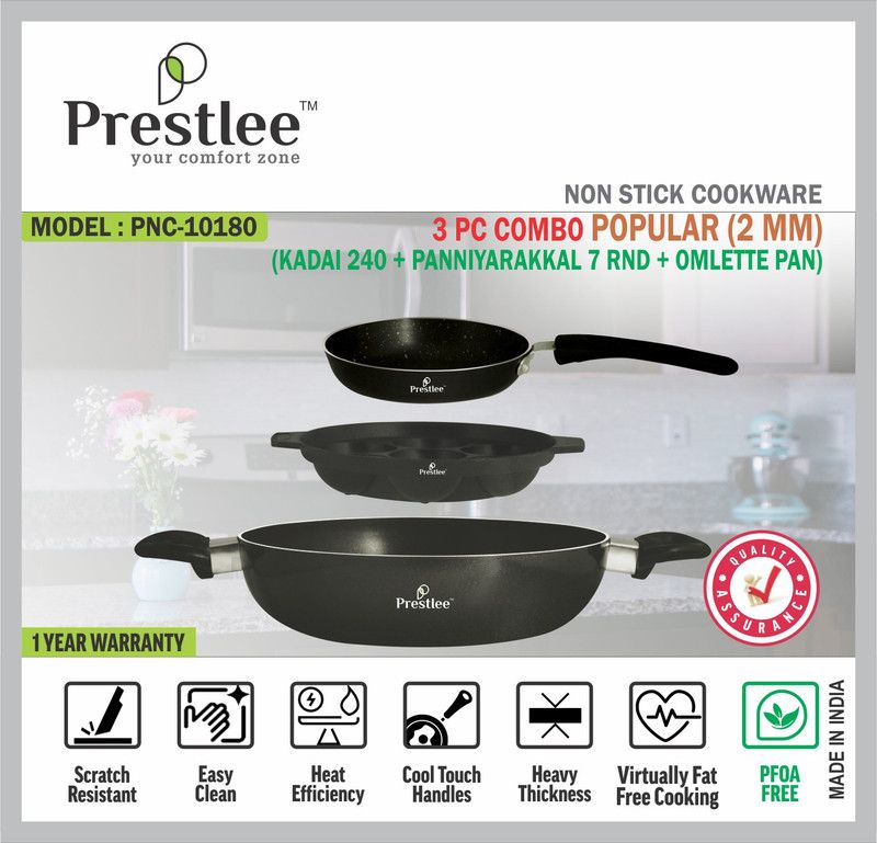 Sabari PrestleePNC-10180 Non-Stick Cookware/Kadhai/Kadai/Kadhai Set/Deep Kadhai Tawa 24 cm diameter  (Aluminium, Non-stick)