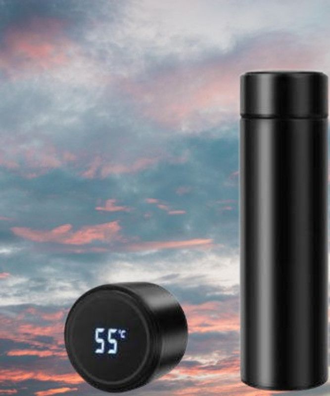 FITUP Hot Cold Water Bottle And LED Display Temperature bottle s10194 500 ml Flask  (Pack of 1, Black, Steel)