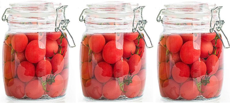 Sv Enterprise Glass Grocery Container - 750 ml  (Pack of 3, Clear)