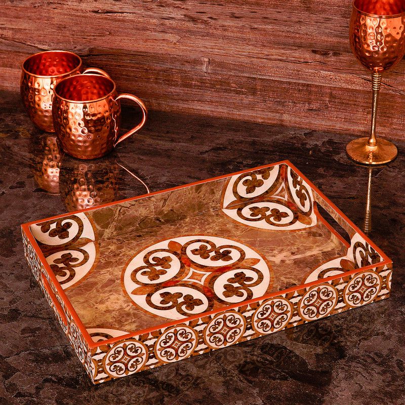 StatueStudio Serving Tray Wooden Tray Stackable Platters Kitchen, Dining Multi Purpose Tray Tray Serving Set  (Pack of 1)