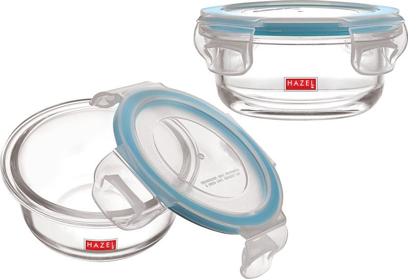 HAZEL Glass Fridge Container - 210 ml  (Pack of 2, Clear)