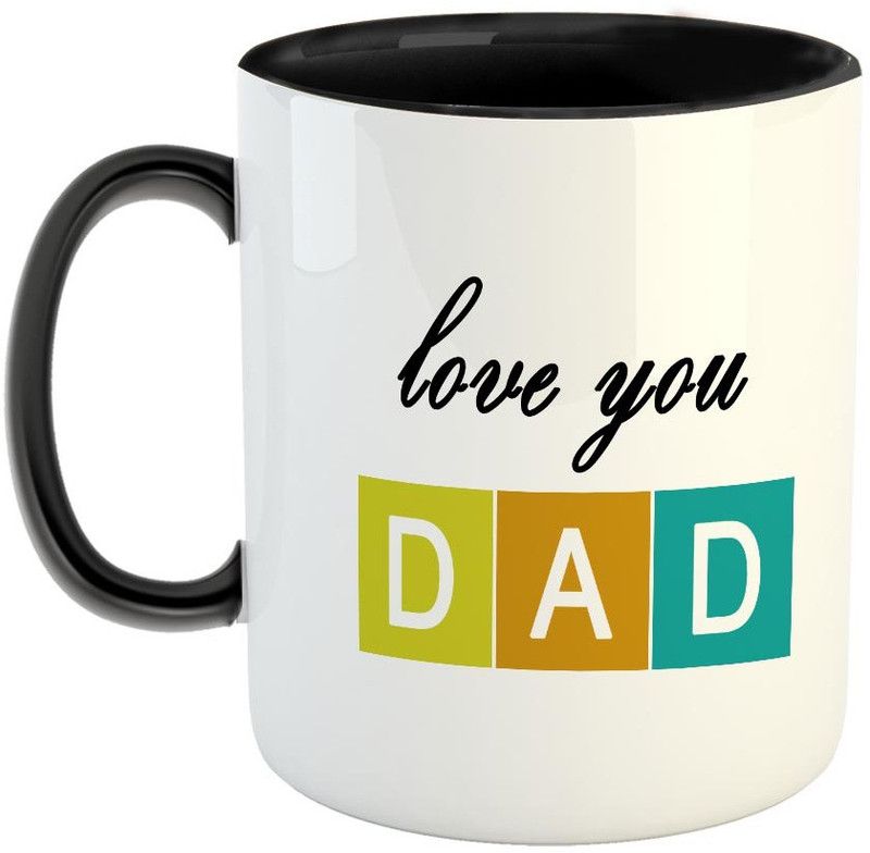 FABTODAY Love You Dad Coffee - Best Gift for Dad on Birthday/Father's Day - Color - Black Ceramic Coffee Mug  (350 ml)