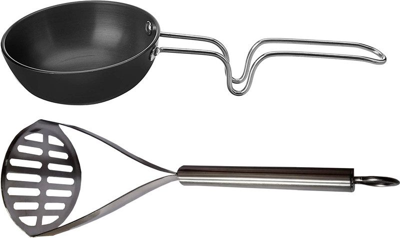 Gift Corner HIT21058_63CA Stainless Steel Potato Masher Kitchen Tool and Tadka Pan with Heavy-gauge Kitchen Tool Set  (Masher)