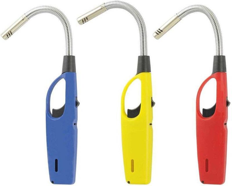 Antique Buyer Adjustable Flame High Quality Kitchen foldable Lighter Pack of 3 Plastic Gas Lighter Plastic Gas Lighter  (Multicolor, Pack of 3)