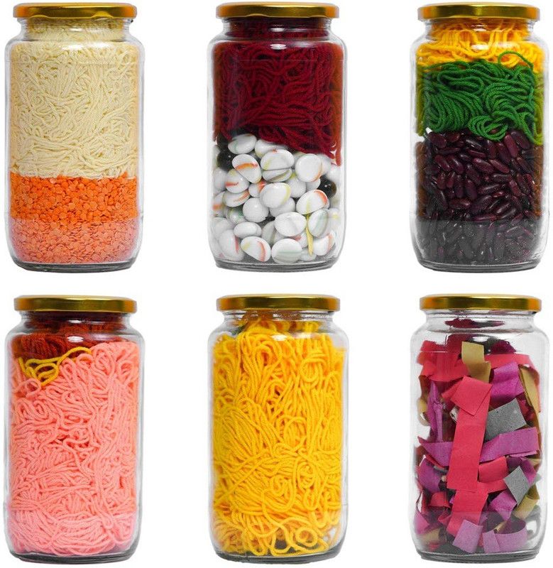 GLASSCART Glass Grocery Container - 1000 ml  (Pack of 6, Clear)